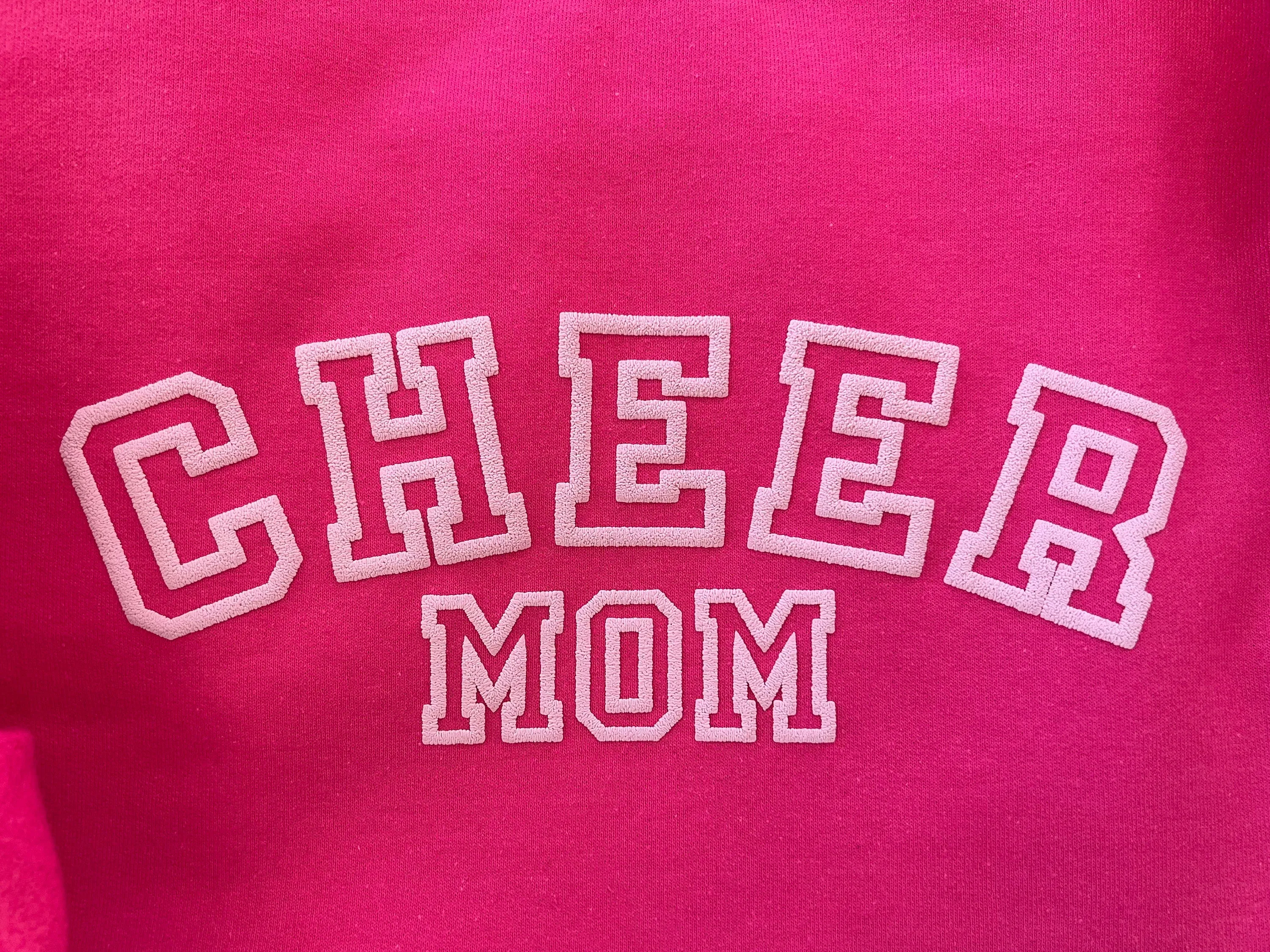 Embossed Hot Pink Cheer Mom Sweatshirt