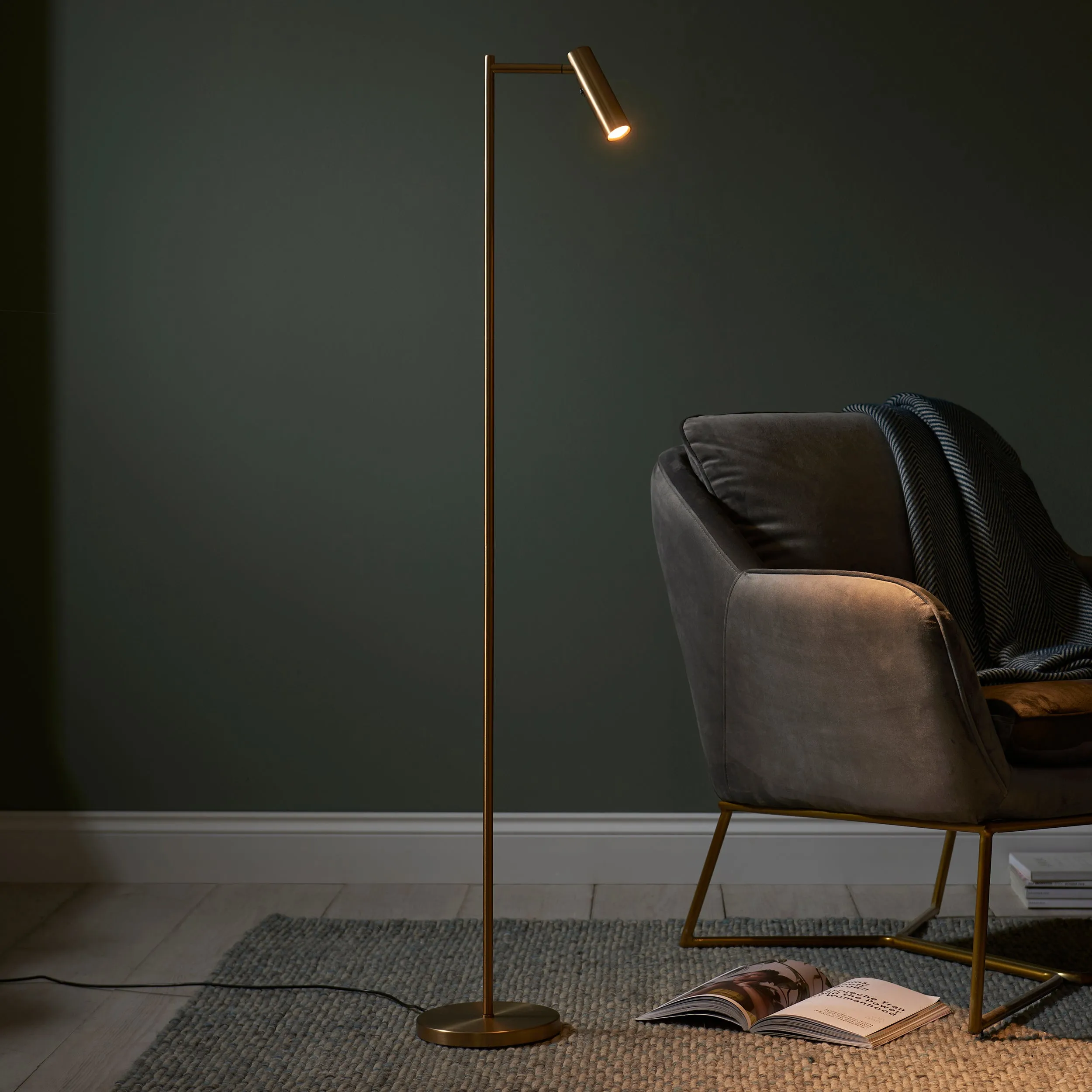 Endon 99774 Dedicated Reader 1lt Floor Warm brass plate 4W LED (COB) Warm White