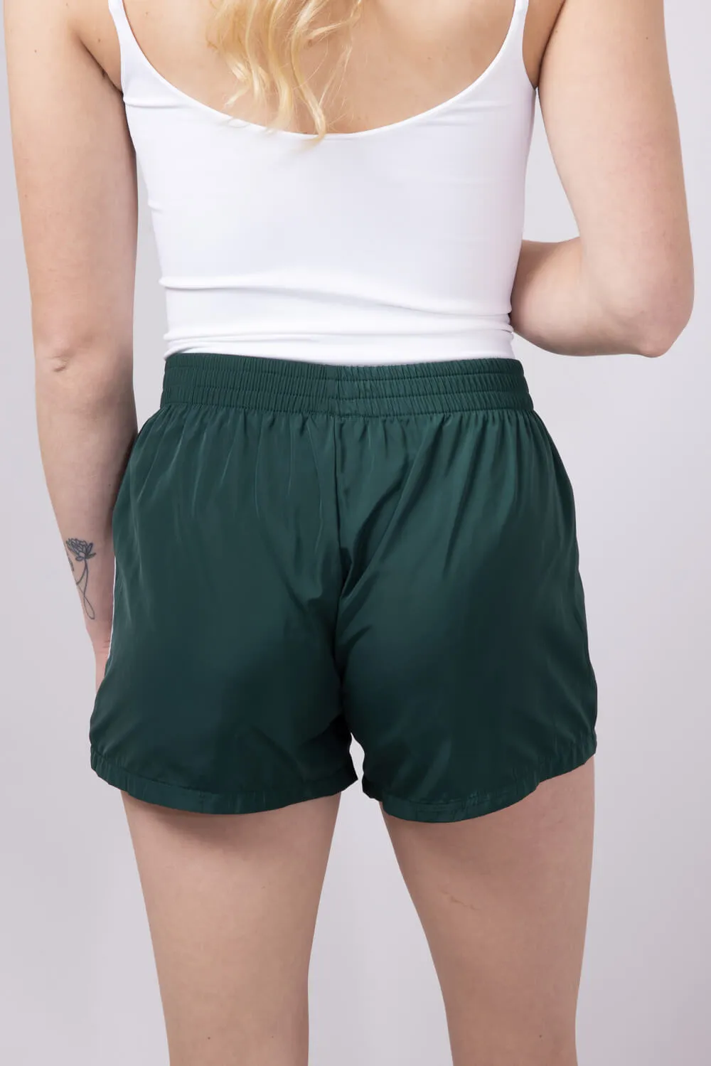 Essentials 4 Stripe Woven Track Shorts for Women in Vintage Green | AUDEY-02-VINTAGEGREEN