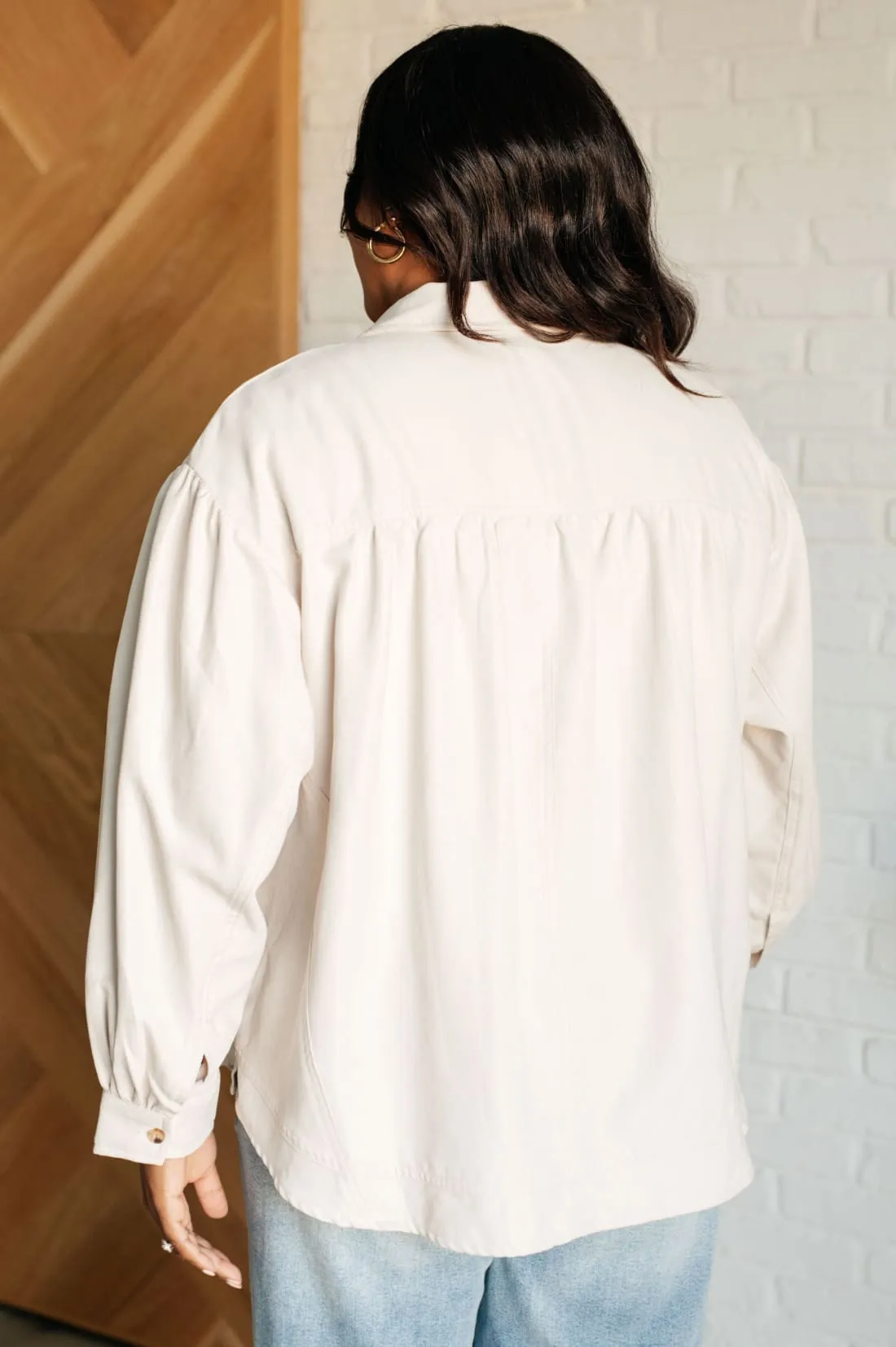 Faux Suede Blouse in Ivory