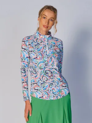 G Lifestyle Long Sleeve Zip Mock Neck - Mandala