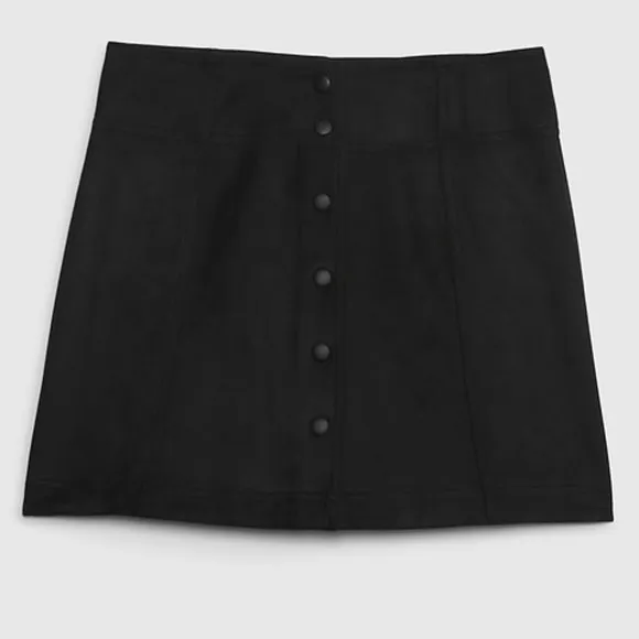 Gap NWT Faux-Suede Black Button-Up MINI Skirt