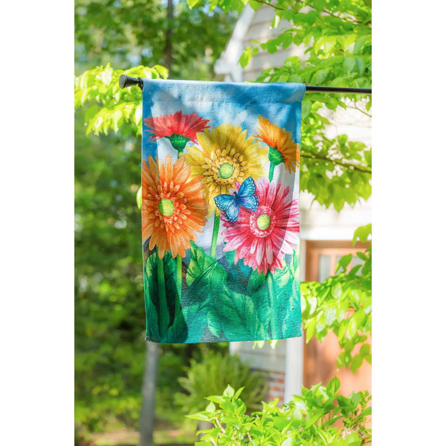 Gerbera Daisies House Textured Suede Flag,13es9645