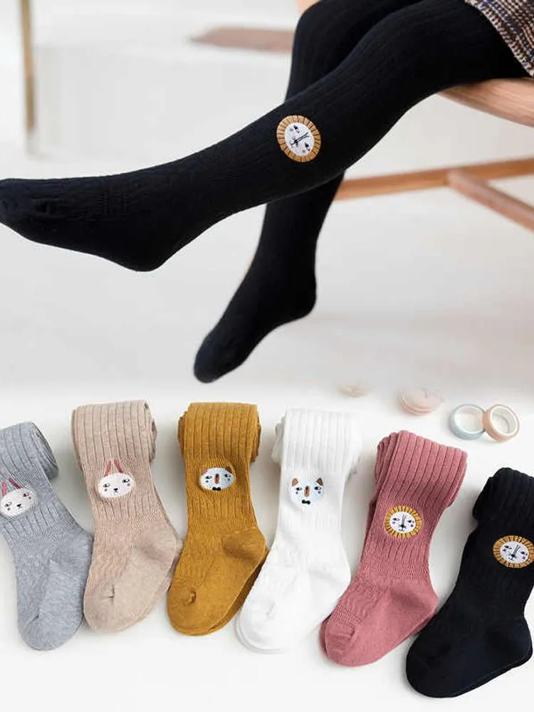 Girls Animal Face Tights - Pink