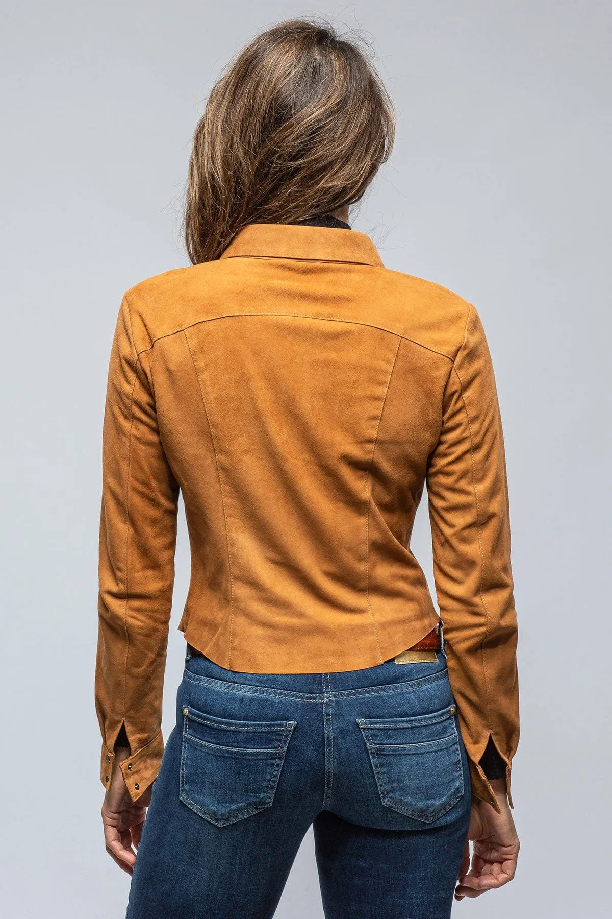 Giulia Suede Snap Shirt in Whiskey