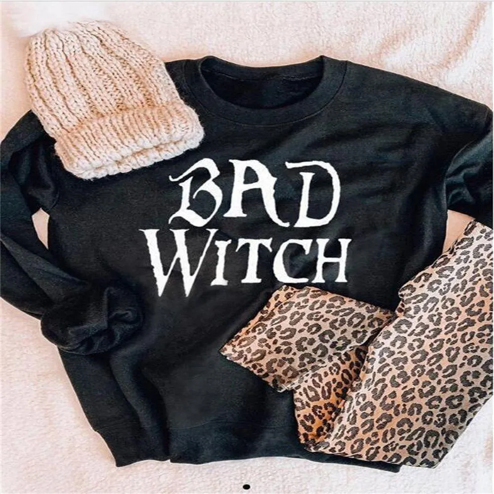 Graphic long Sleeve Shirts Bad Witch