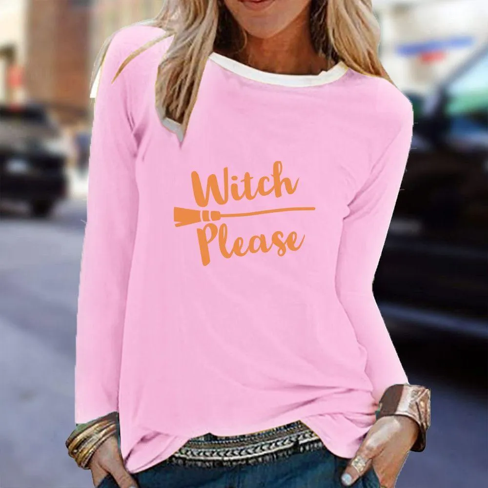 Graphic long Sleeve Shirts Witch Please