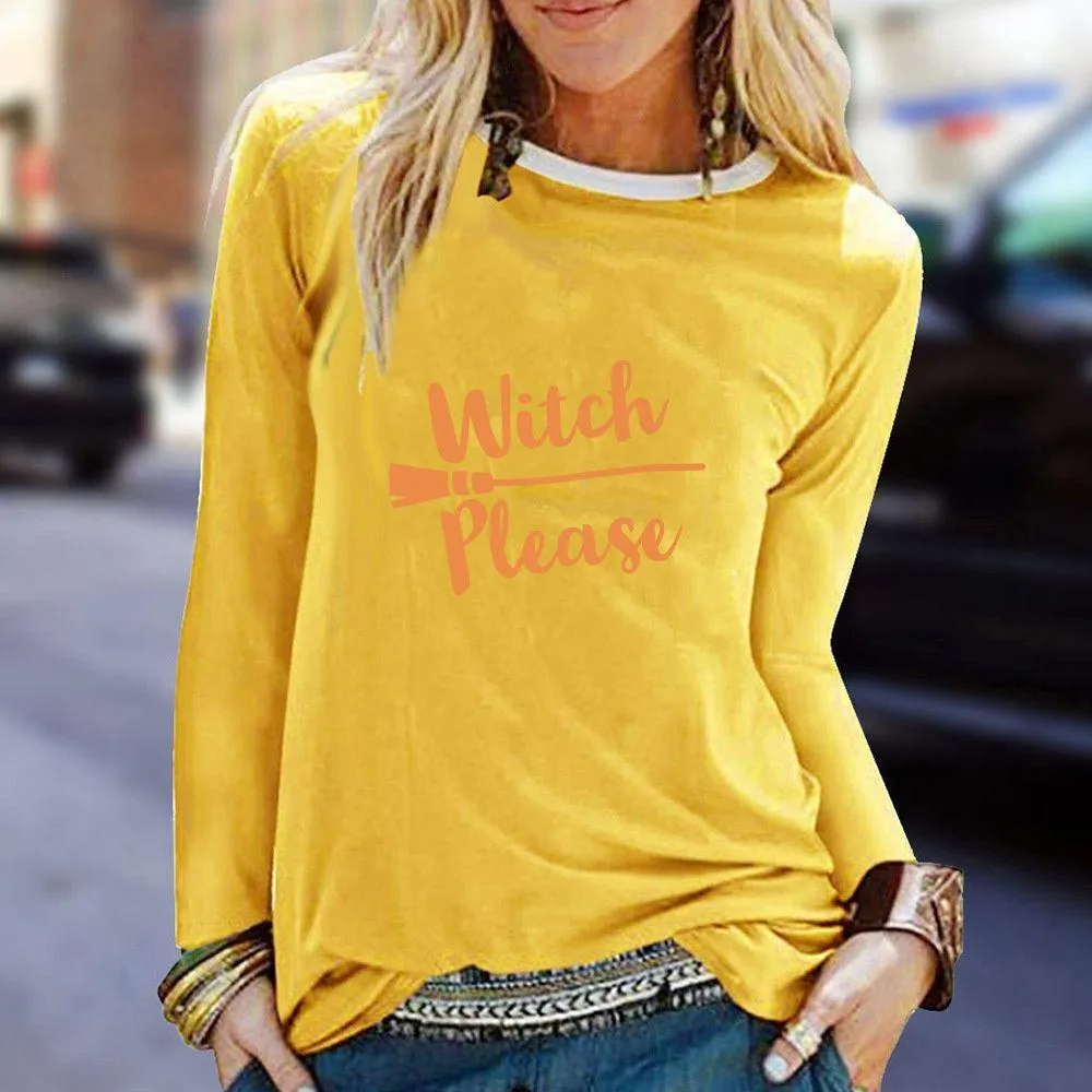 Graphic long Sleeve Shirts Witch Please