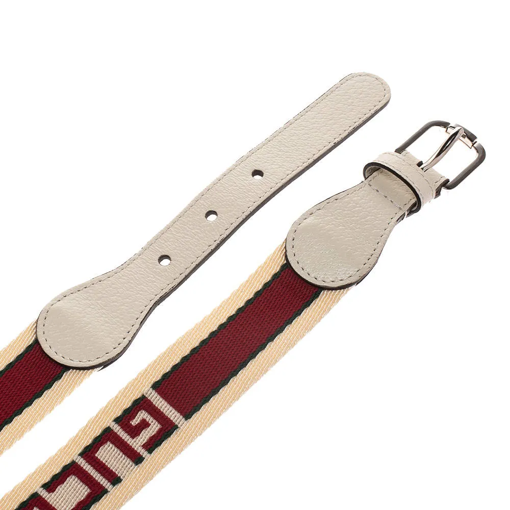 Gucci Logo Fabric Belt with Web in White