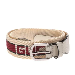 Gucci Logo Fabric Belt with Web in White