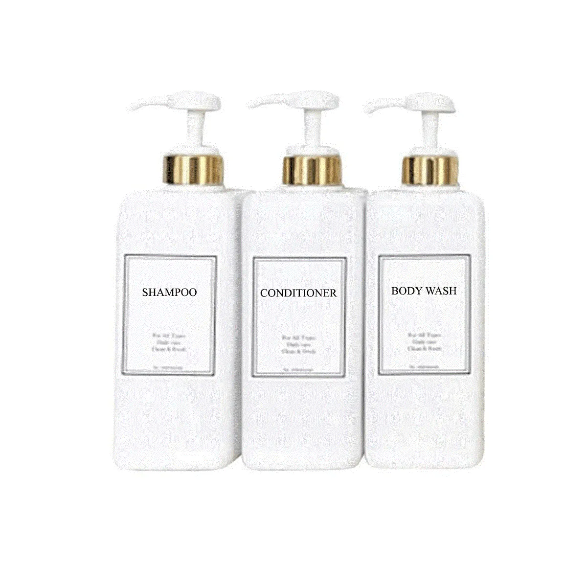 HARRA HOME Modern Gold Design Shower Dispenser Sets, 27 oz Refillable Bottles With Pumps, Pack of 3