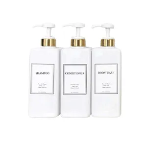HARRA HOME Modern Gold Design Shower Dispenser Sets, 27 oz Refillable Bottles With Pumps, Pack of 3