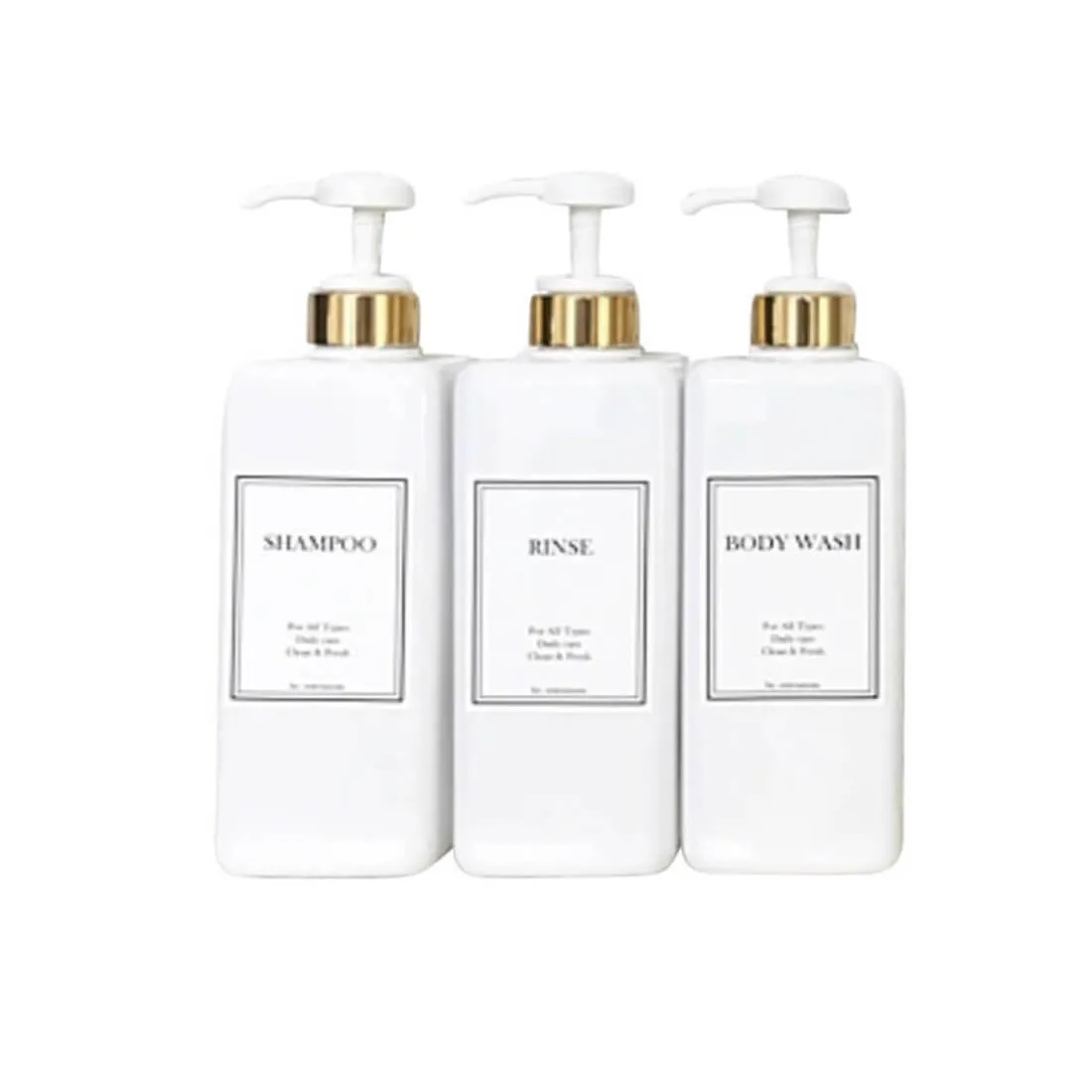 HARRA HOME Modern Gold Design Shower Dispenser Sets, 27 oz Refillable Bottles With Pumps, Pack of 3