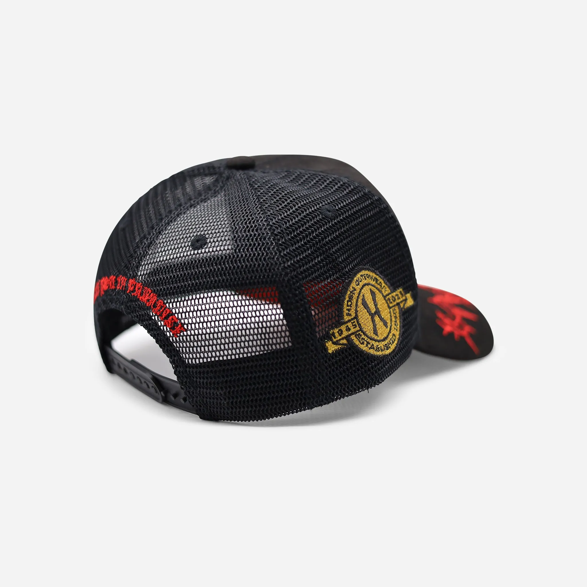 Hudson Suede Trucker Hat CD0284 Black/ Red
