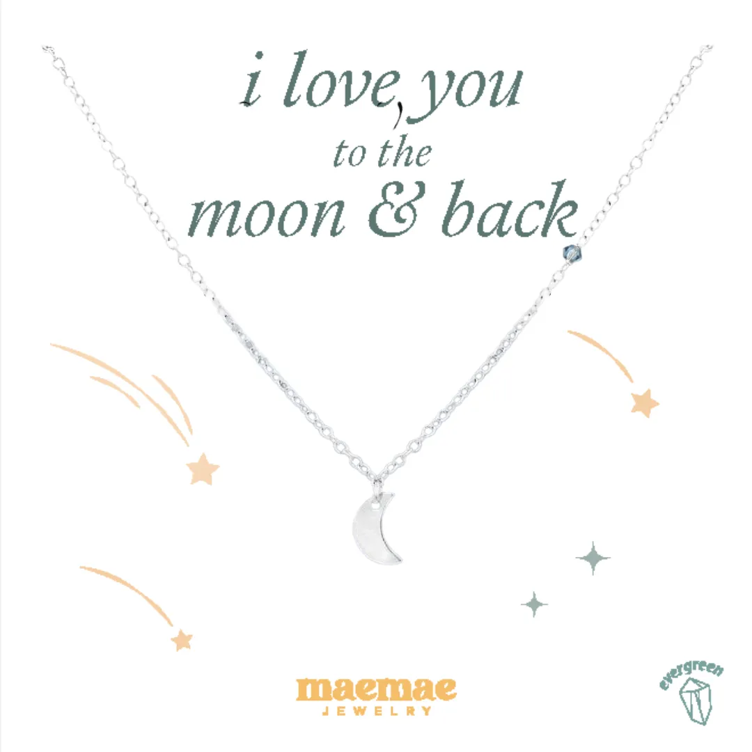 I Love You To The Moon And Back Necklace - Silver