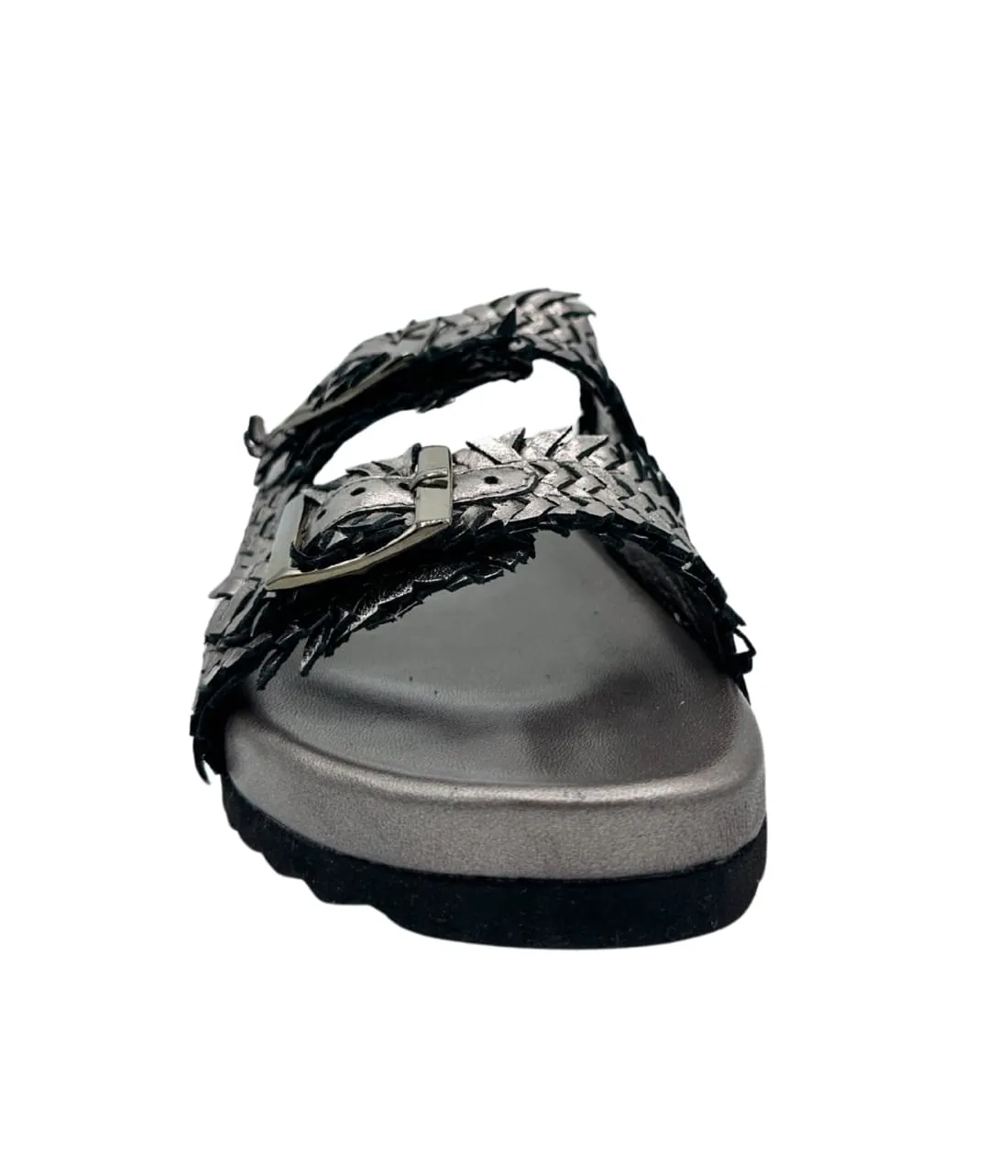 Intertwine Dual Woven Strap Slide in Pewter