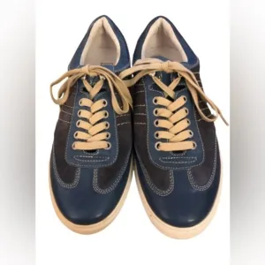 J&amp;M Johnston &amp; Murphy navy suede and leather lace up sneakers SIZE 8.5