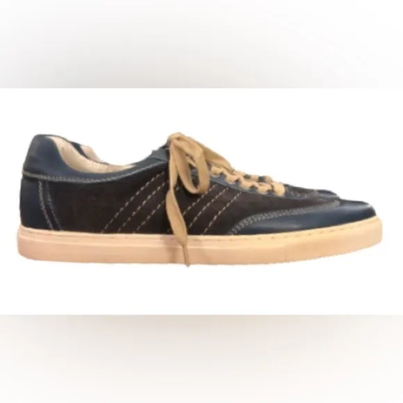 J&amp;M Johnston &amp; Murphy navy suede and leather lace up sneakers SIZE 8.5