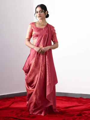 Jwala Orange Gold Bhagalpur Silk Blend Saree with Blouse Fabric