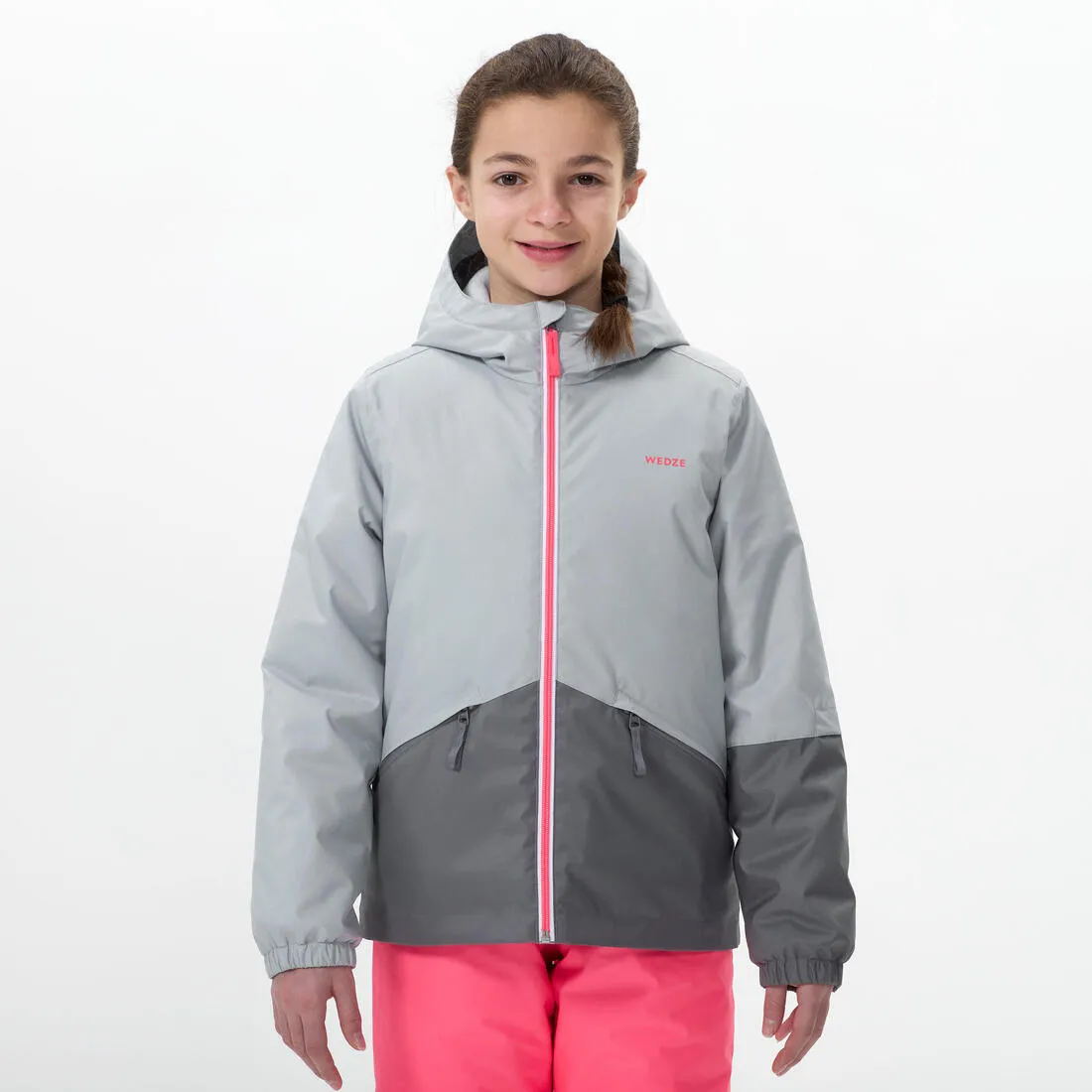 KIDS’ WARM AND WATERPROOF SKI JACKET   - 100 - GREY