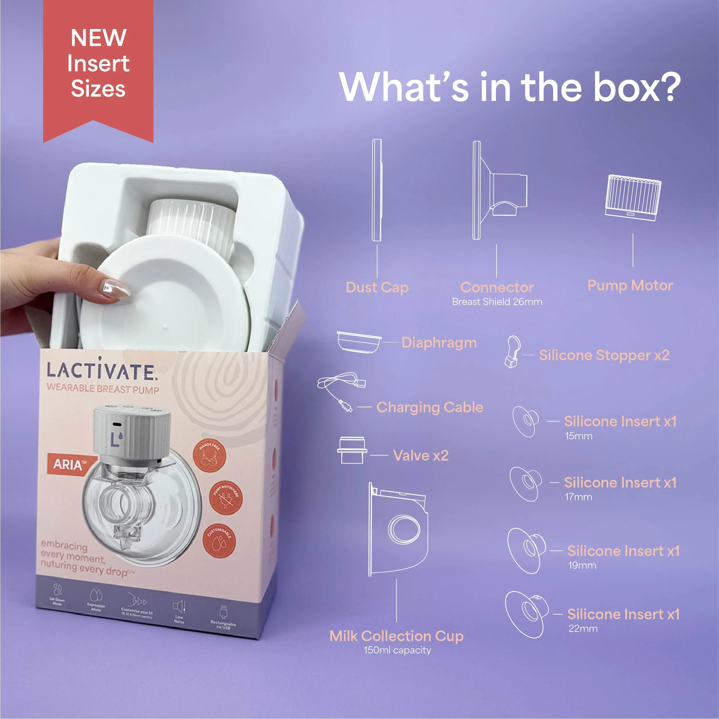 Lactivate ARIA™ Wearable Breast Pump - Duo Set
