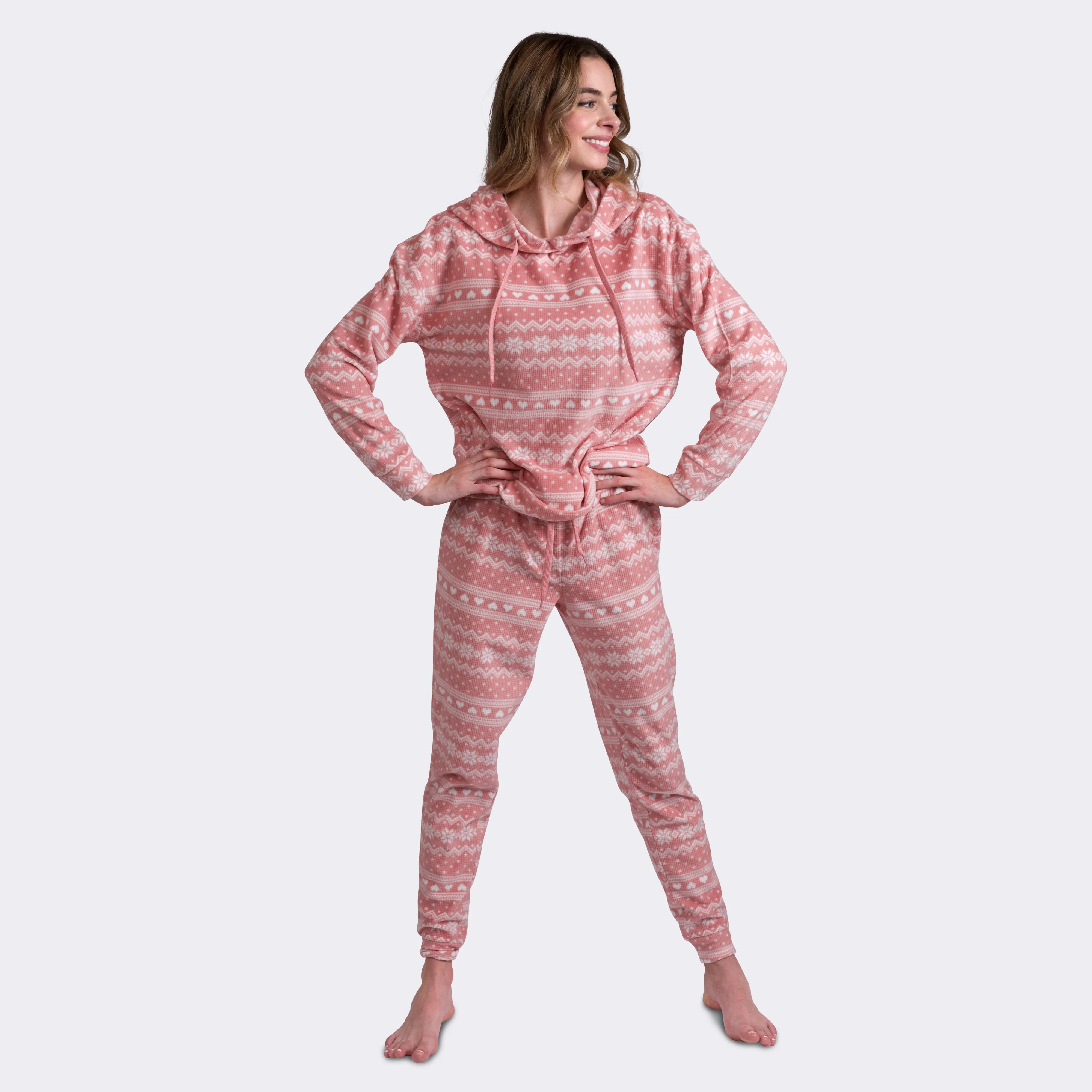 Ladies 2-PC Brushed Waffle Cozy Pajama Set