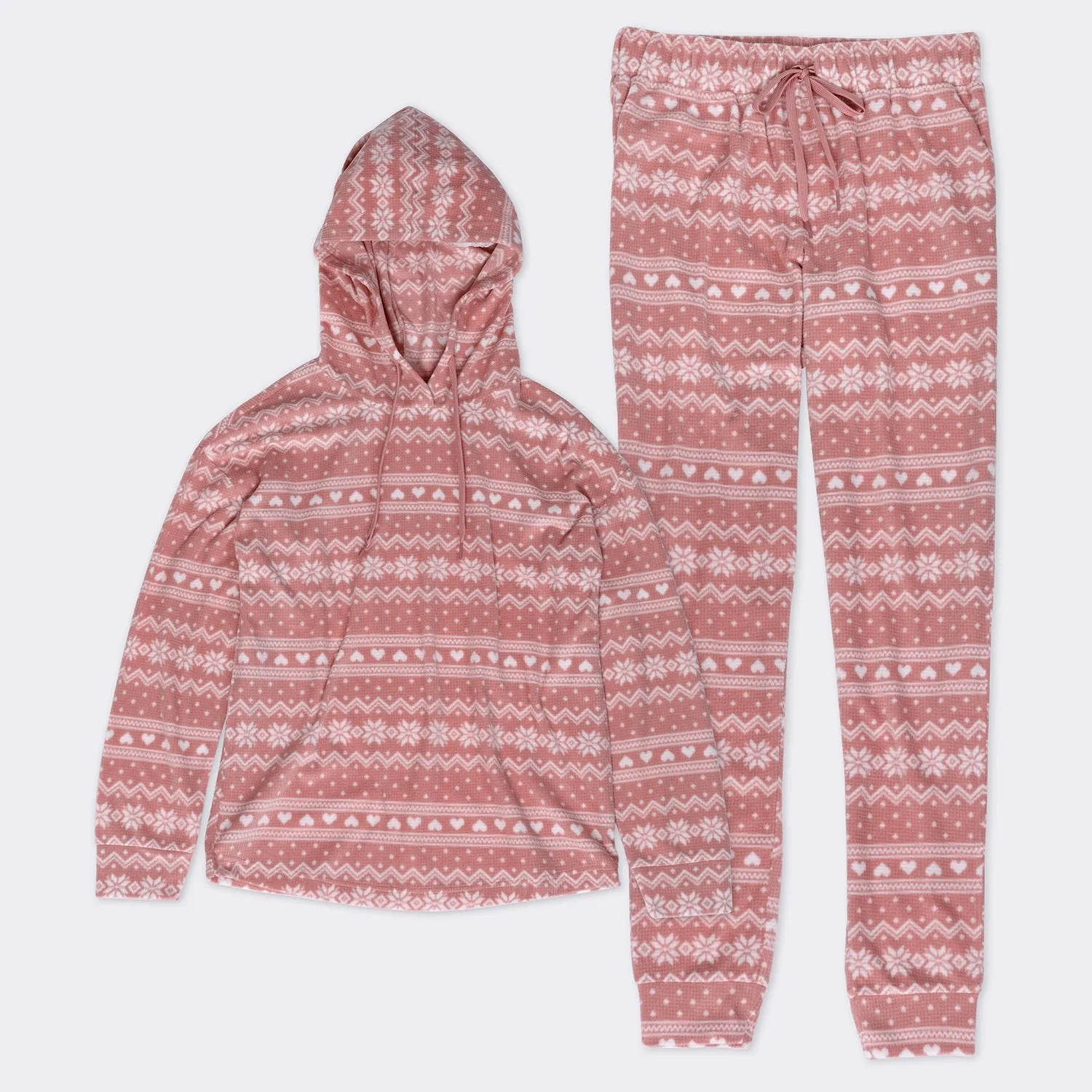 Ladies 2-PC Brushed Waffle Cozy Pajama Set