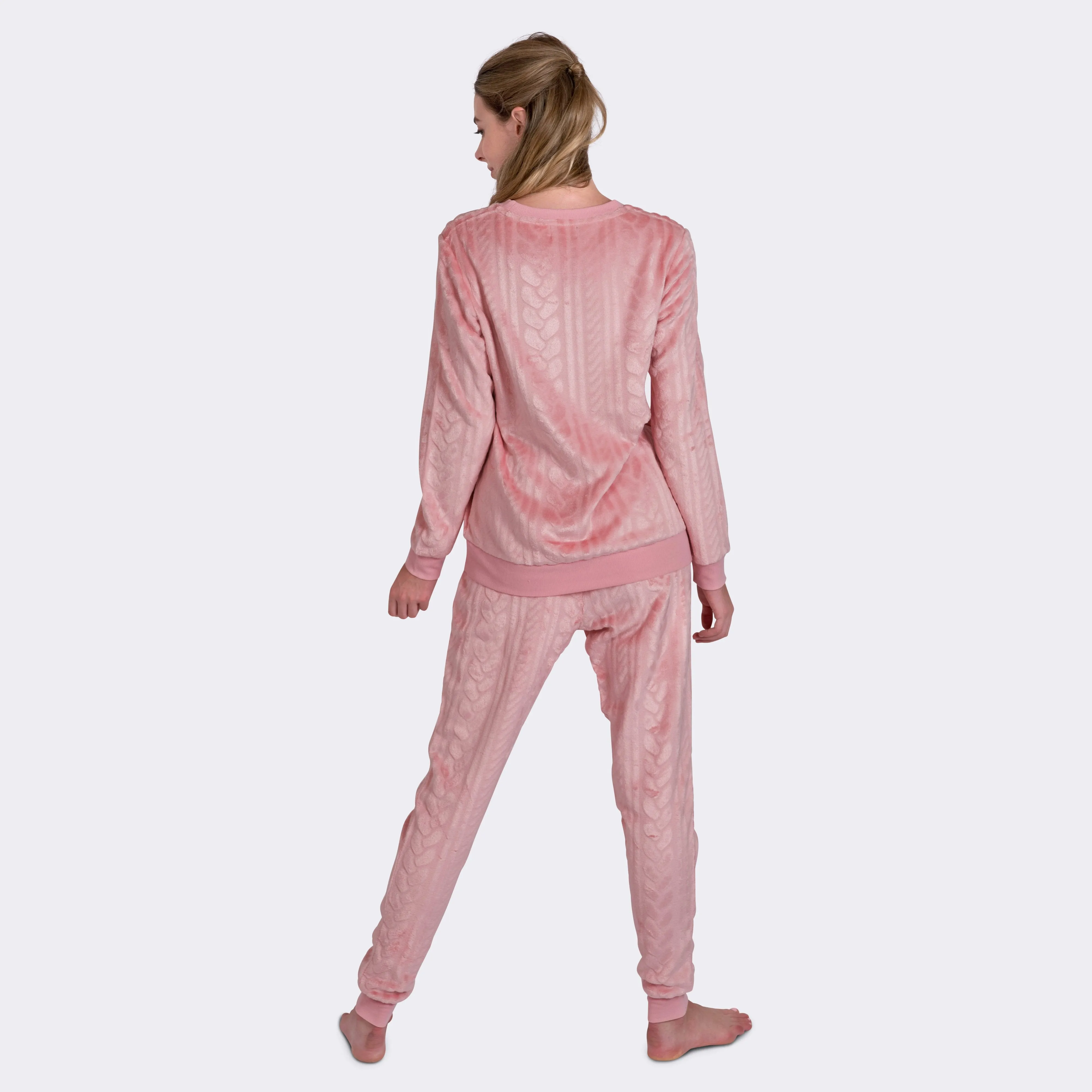 Ladies' 2-PC Carved Plush Cozy Pajama Set