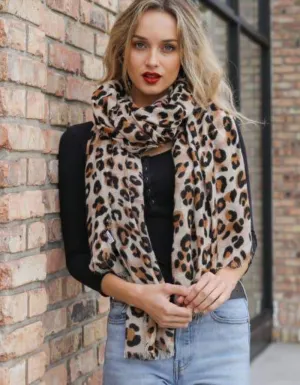 Leopard Print Woven Scarf