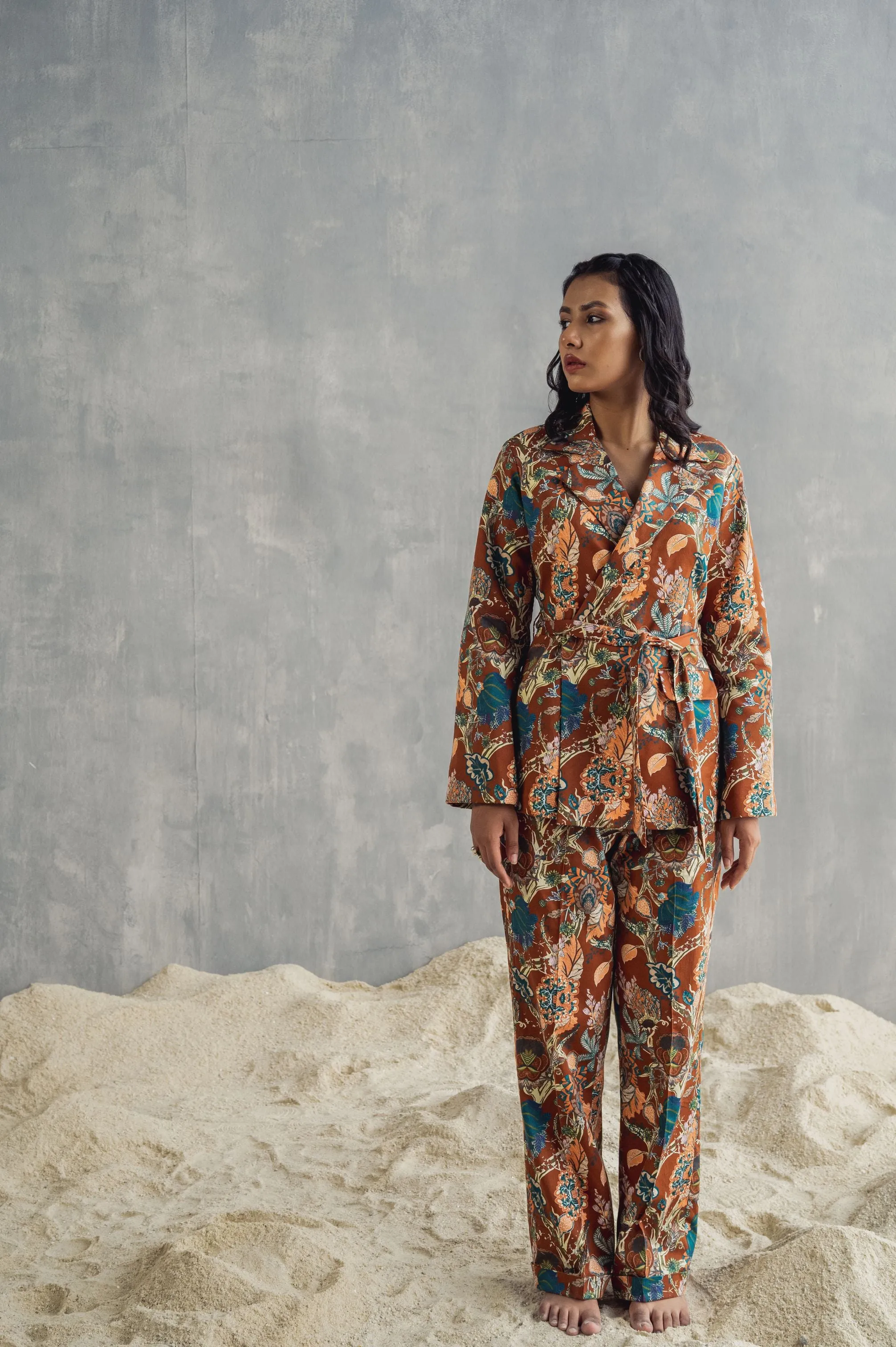 Liana- Maroon & Multi Printed Jacket Set