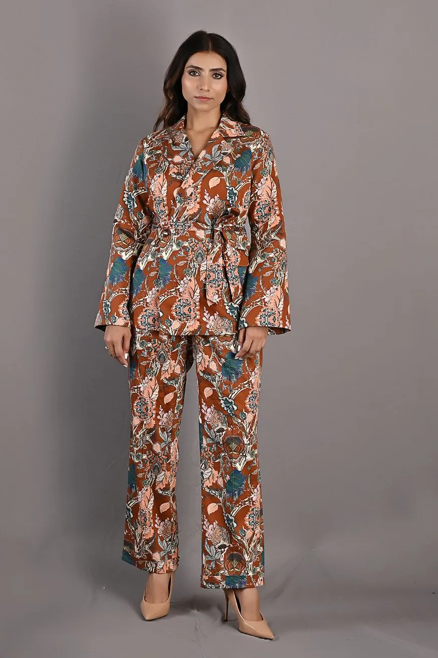 Liana- Maroon & Multi Printed Jacket Set
