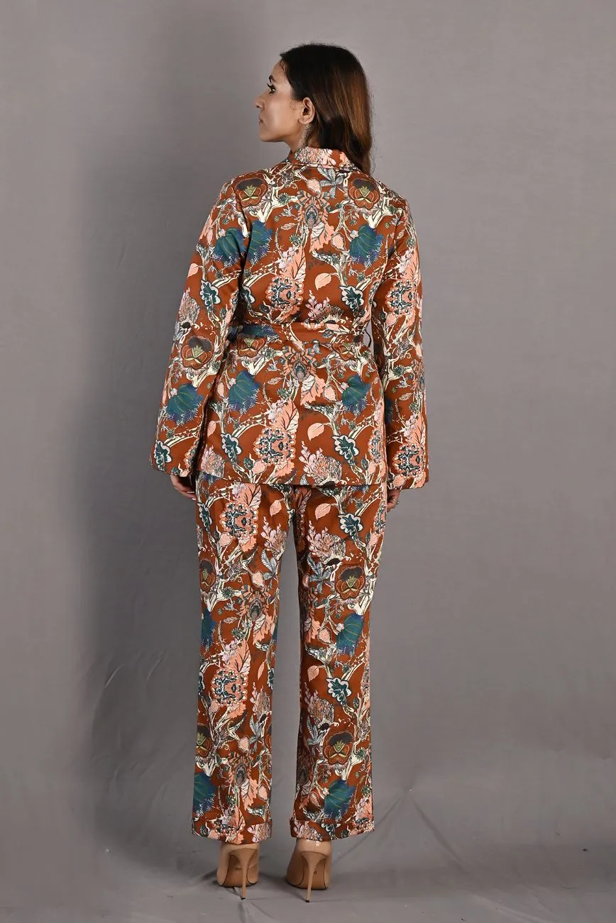 Liana- Maroon & Multi Printed Jacket Set