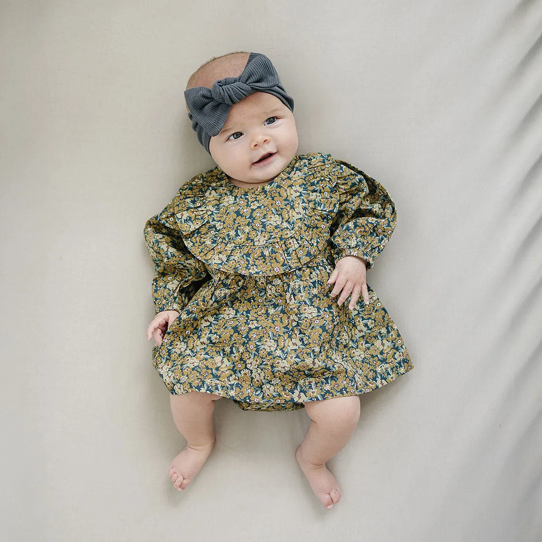 Long Sleeve Ruffle Cotton Dress - Venetian Floral
