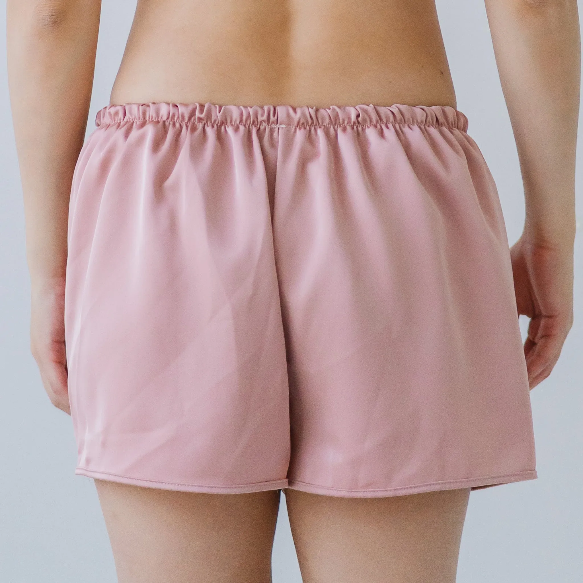 Luxurious Cooling Crease-less Satin Shorts in Sunset Pink