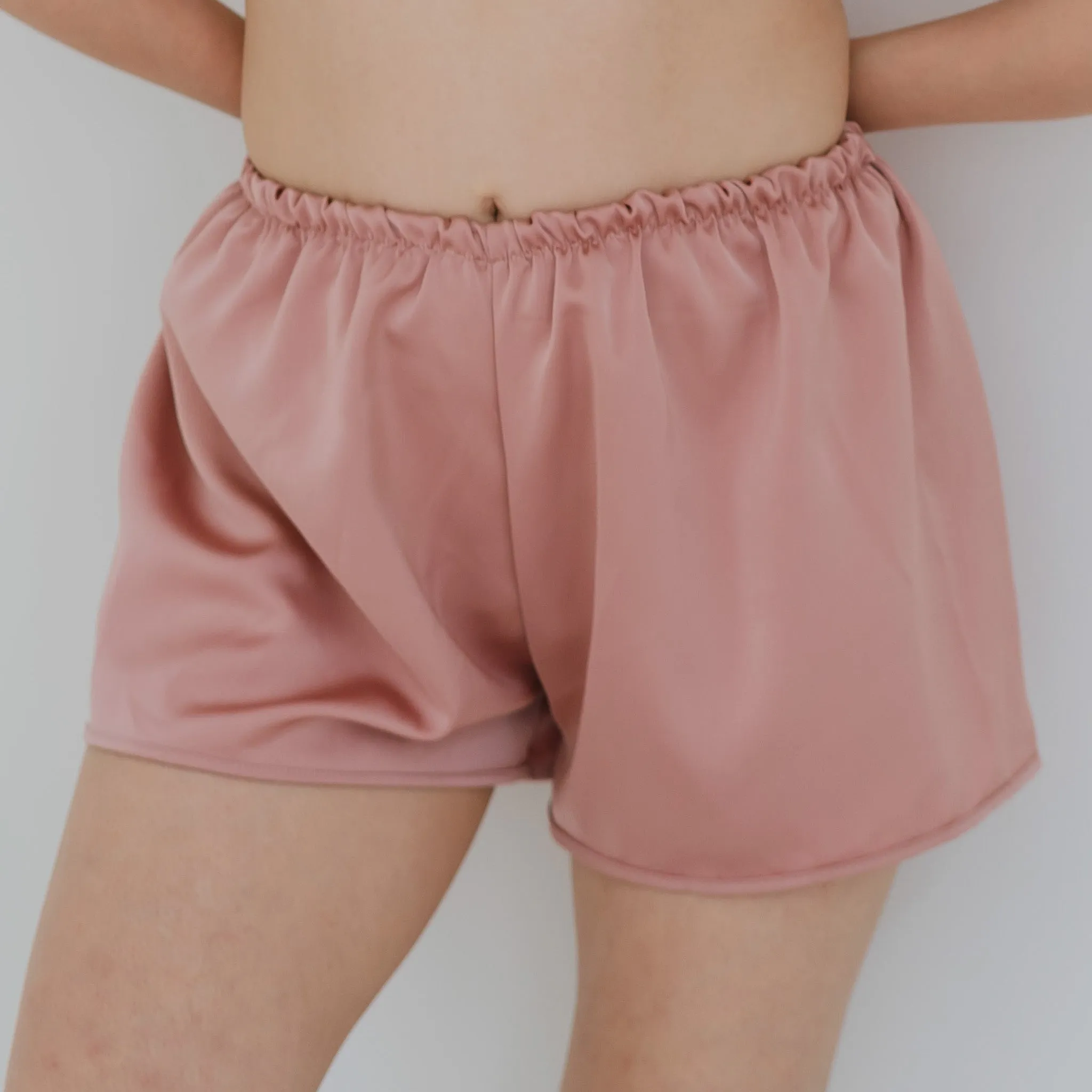 Luxurious Cooling Crease-less Satin Shorts in Sunset Pink