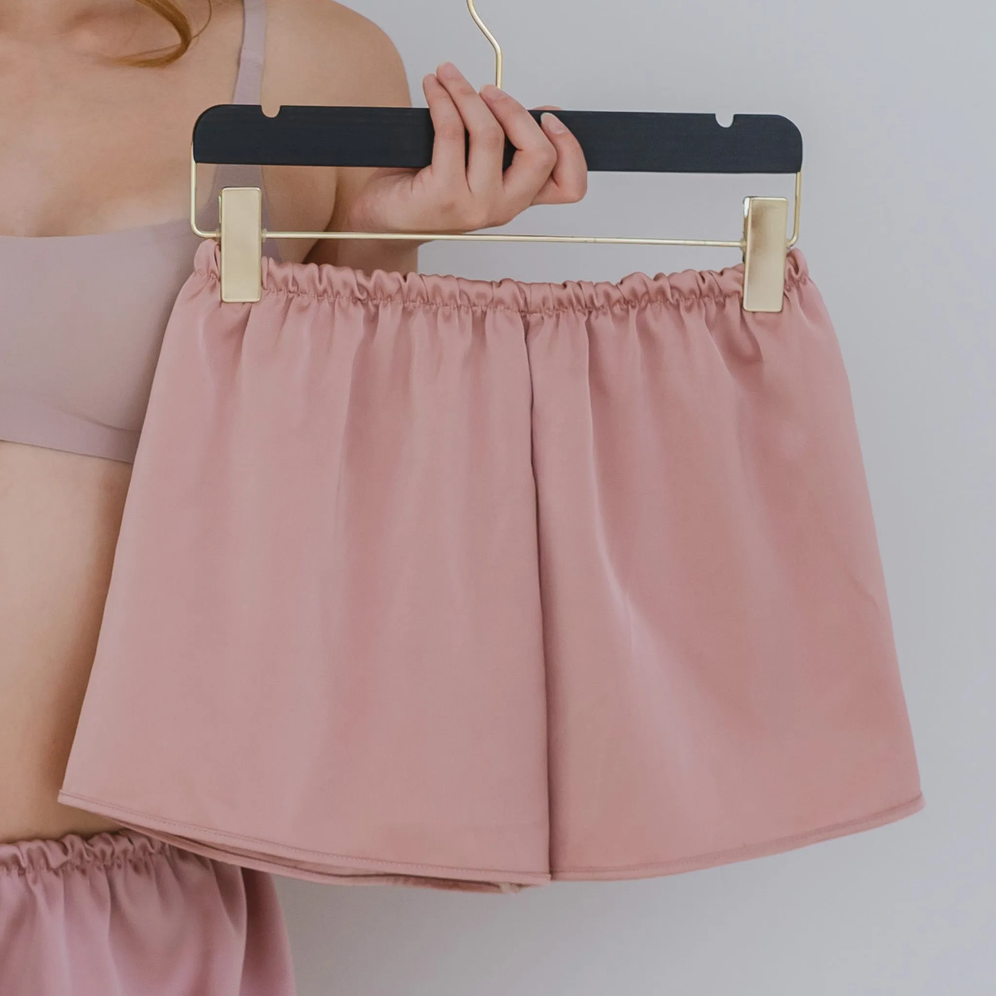 Luxurious Cooling Crease-less Satin Shorts in Sunset Pink
