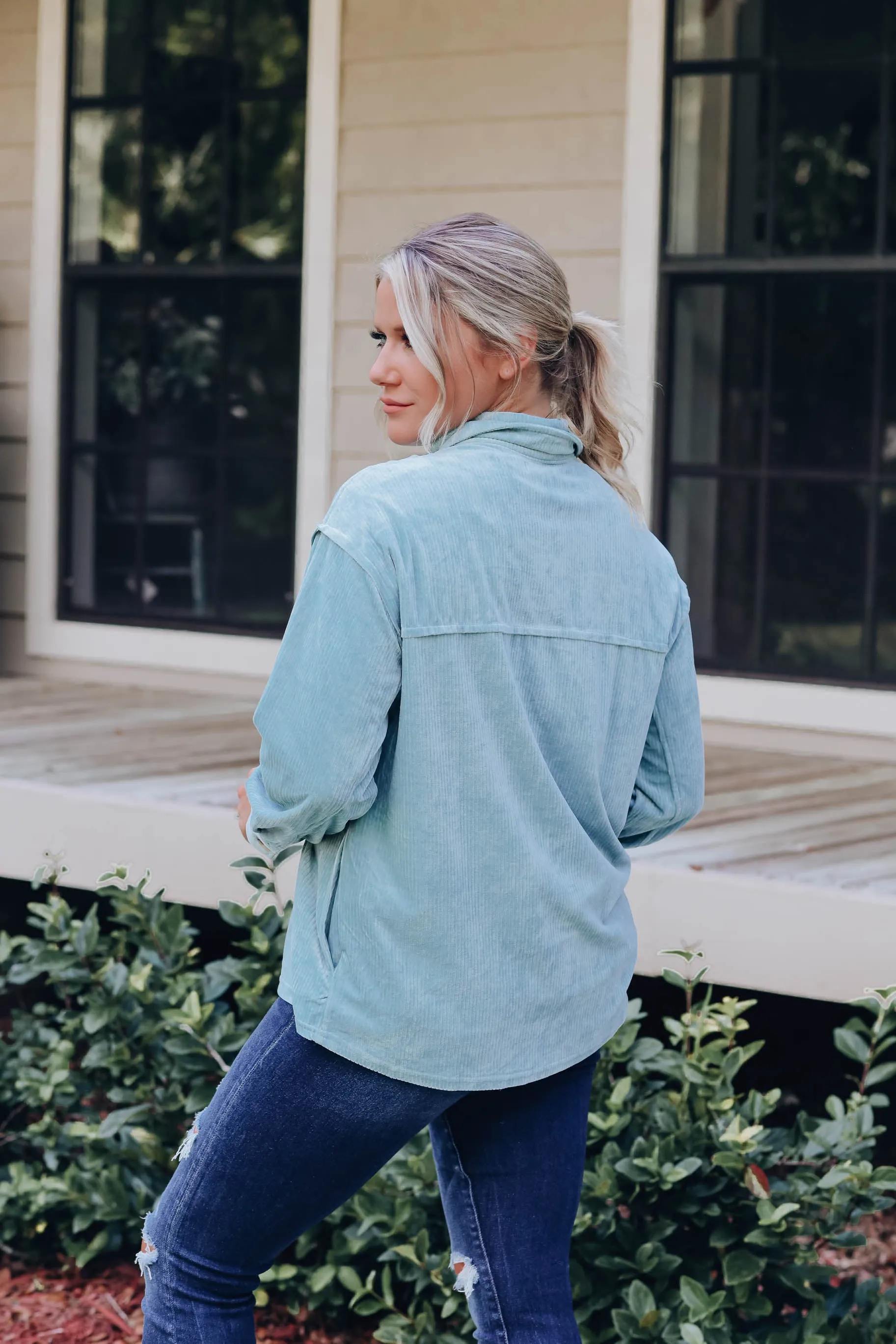 Manchester Button Up Jacket - Dusty Blue
