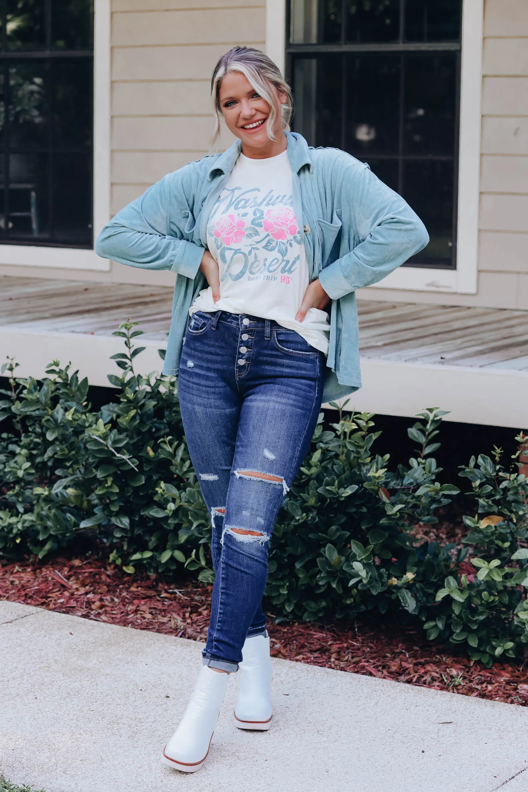 Manchester Button Up Jacket - Dusty Blue