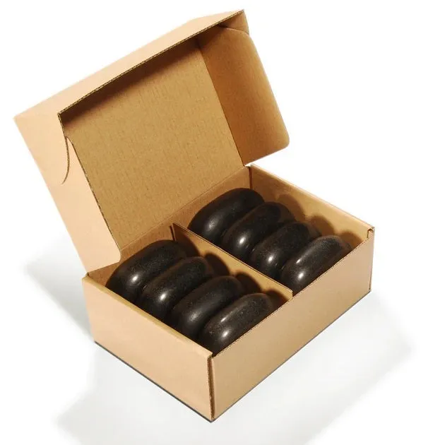 Master Massage Large Flat Ovular Basalt Hot Stone Massage 8 piece Pack 3" x 2.2" x 1.1" Rock