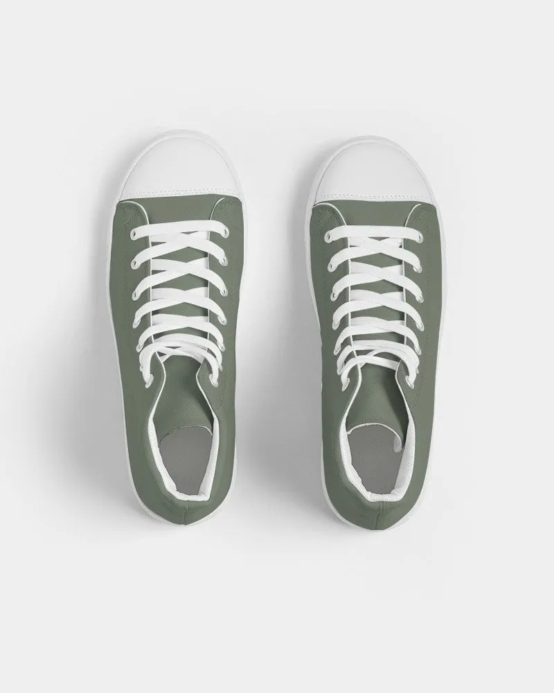 Medium Dark Warm Green Men's High-top Canvas Sneakers | Men's | Medium Dark Pale Pastel Warm Green | C15M0Y30K60