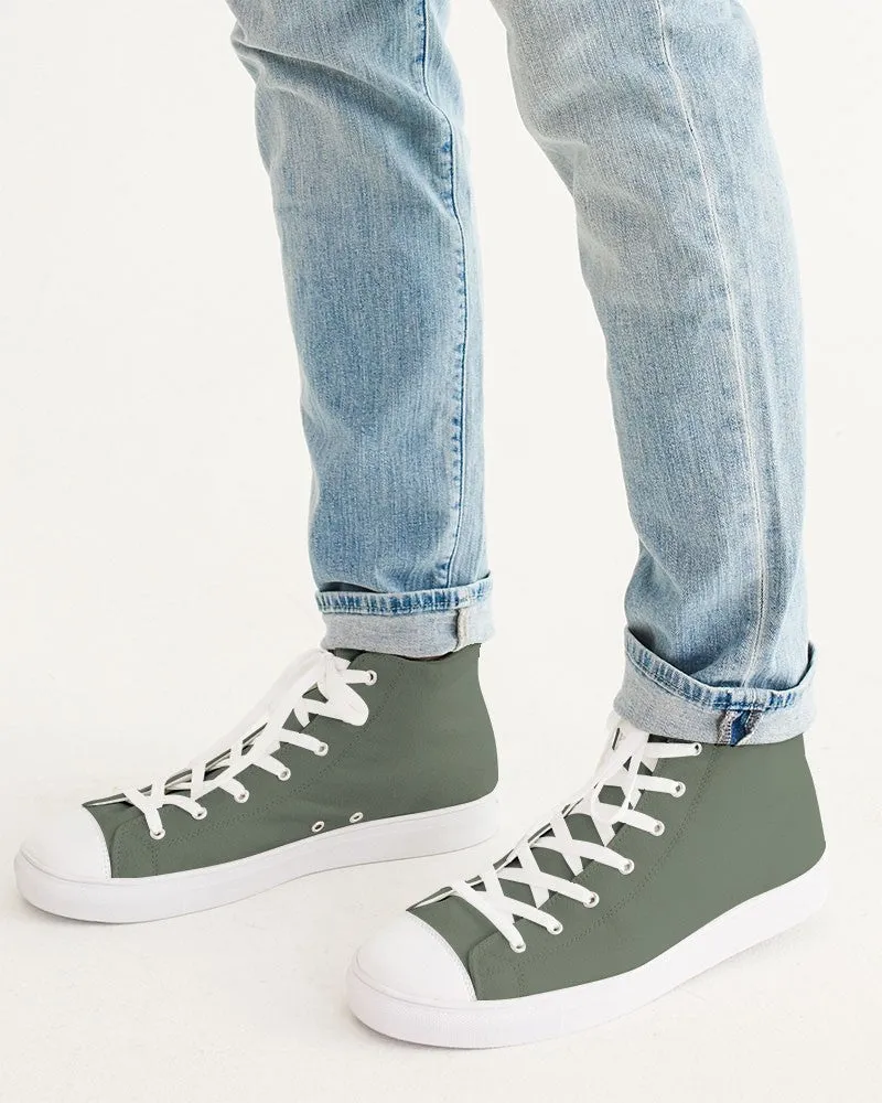 Medium Dark Warm Green Men's High-top Canvas Sneakers | Men's | Medium Dark Pale Pastel Warm Green | C15M0Y30K60