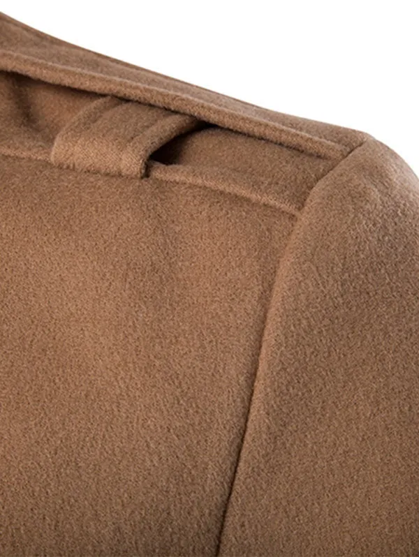 Men's Funnel Collar Double Breasted Pea Slim-fit Coat