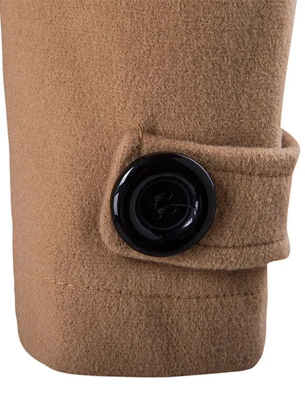 Men's Funnel Collar Double Breasted Pea Slim-fit Coat