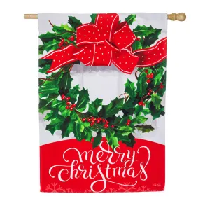 Merry Christmas Bow House Suede Flag,13s4626