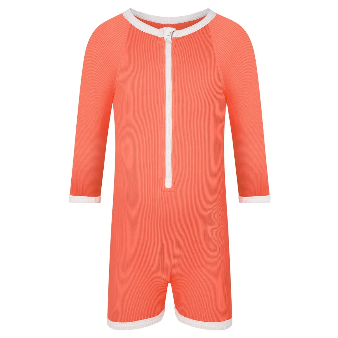 Mini Rib L/Slv Surfsuit - Papaya