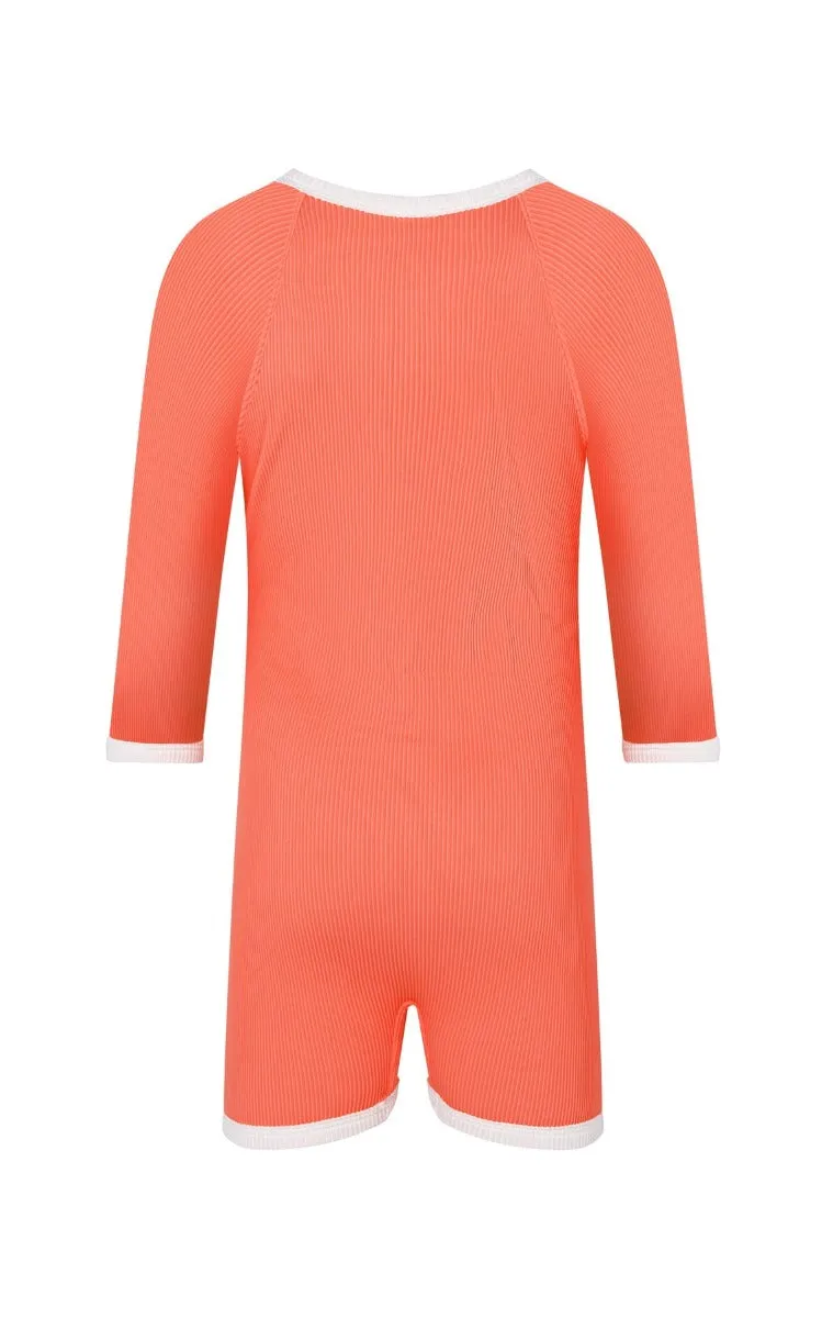 Mini Rib L/Slv Surfsuit - Papaya