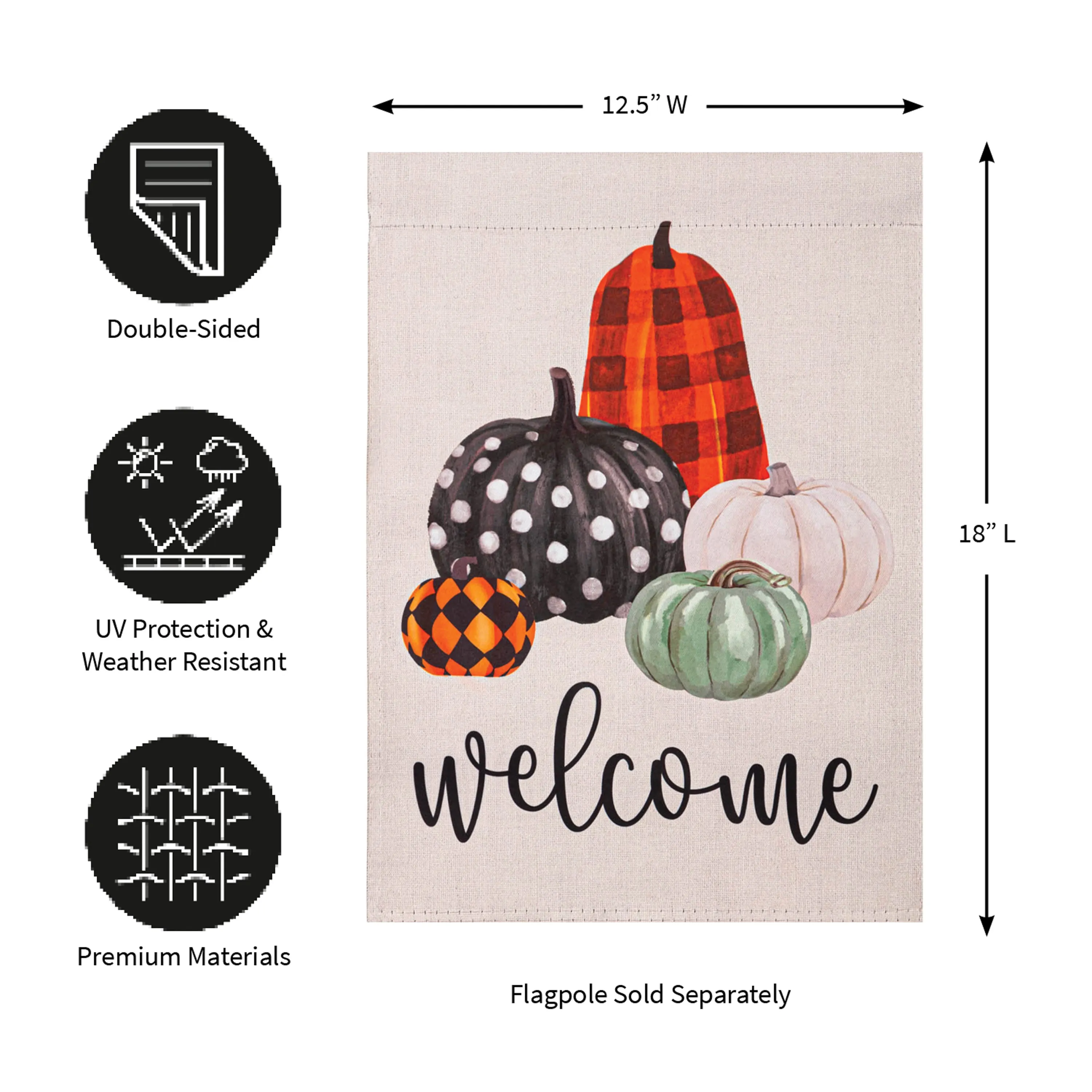 Mixed Pattern Pumpkins "Welcome" Garden Suede Flag, SNL,14s10983snl