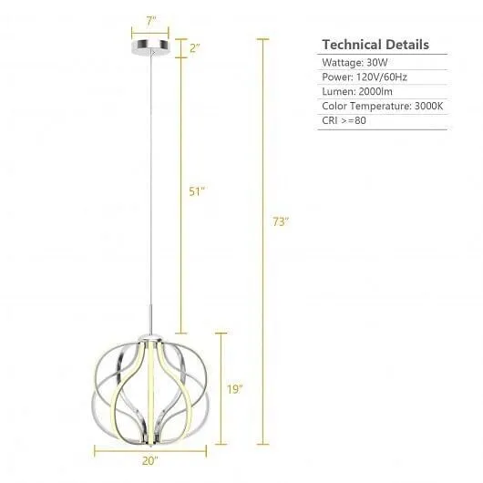 Modern Dimmable Warm White LED Chandelier - Color: Silver