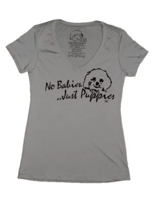No Babies, Just Puppies V-Neck - Warm Gray -