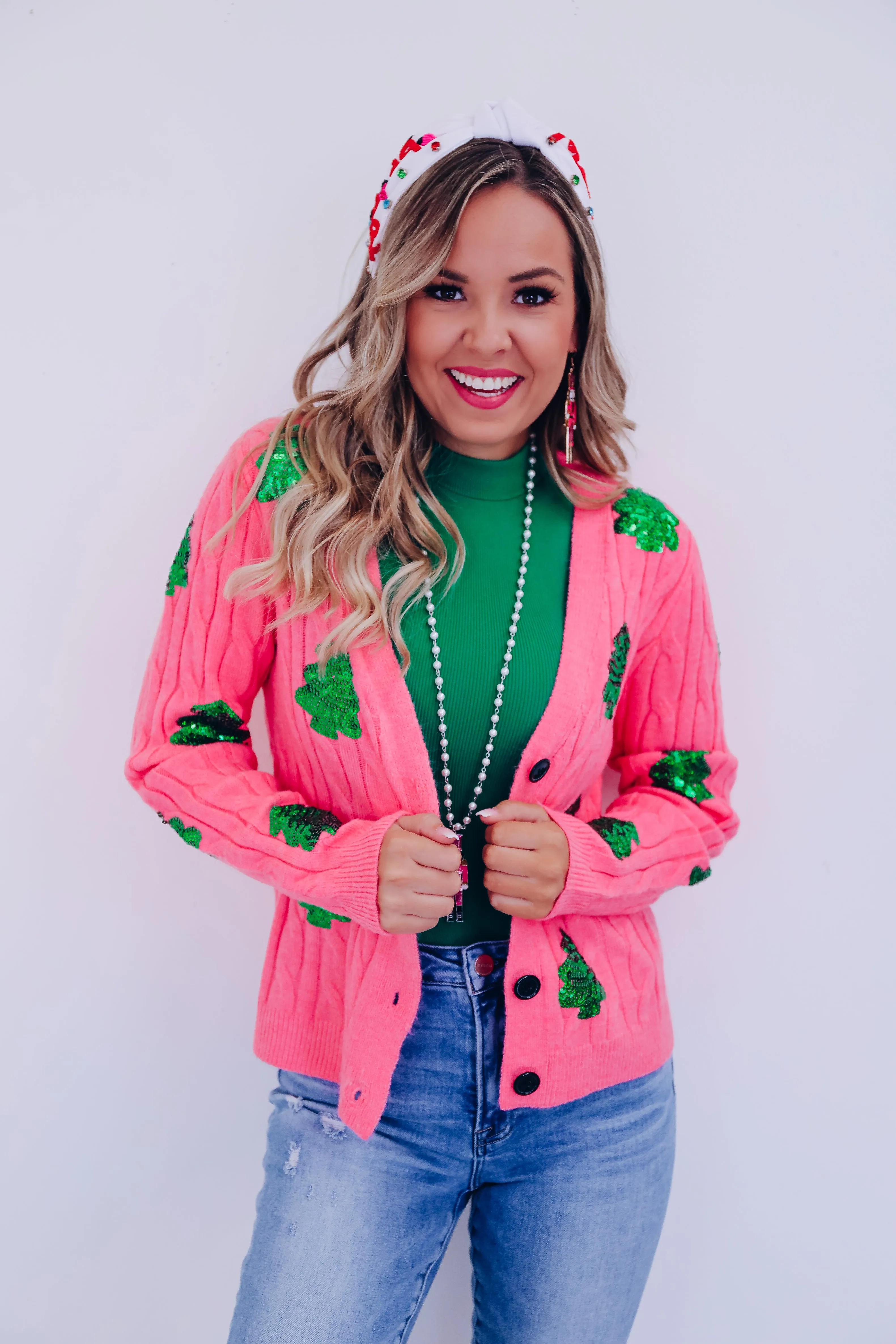 Noelle Sequin Cardigan - Pink